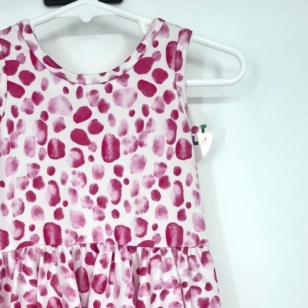 Dot Dot Smile Polka Dot Dress Girl 12-24M Pink Watercolor Spotted Stretch Summer